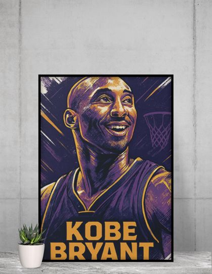 Kobe Bryant Portrait Poster | Basketball Legend, Framed Vertical