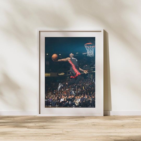LeBron James Dunk Wall Art Print | NBA Basketball Legend Poster | King James Sports Room Decor | Modern Athlete Wall Art Gift