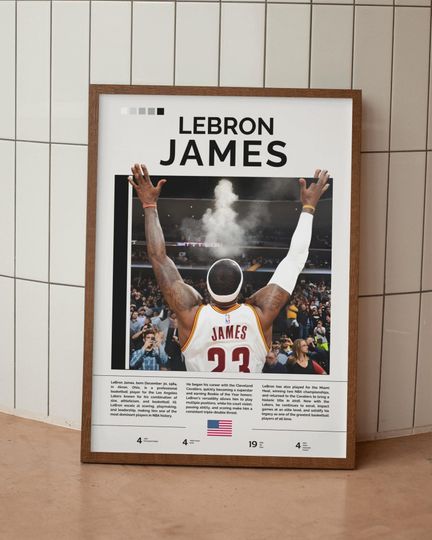 Discover LeBron James Poster, Cleveland Cavaliers Wall Art, NBA Print, NBA Poster, Basketball Wall Art, Gift For Basketball Fans, Cavaliers Print