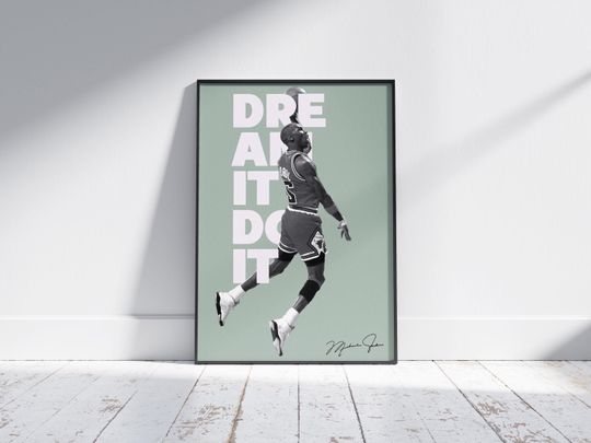 Discover Michael Jordan Basketball Poster | NBA Legend Wall Art Print | Dream It Do It Sports Motivation Poster | Chicago Basketball Decor Gift