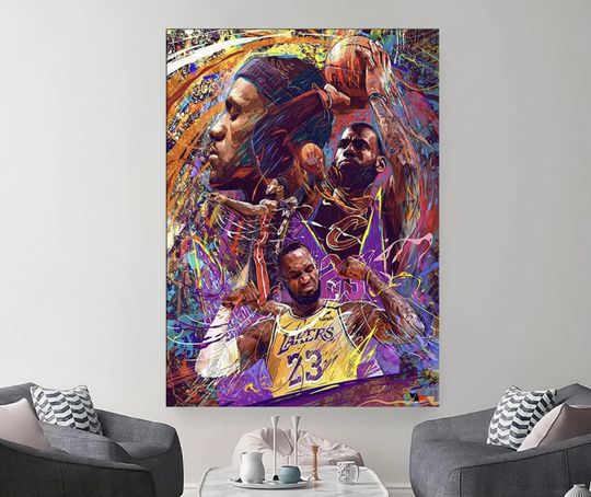 Discover LeBron James Graffiti Canvas: NBA Basketball Wall Art