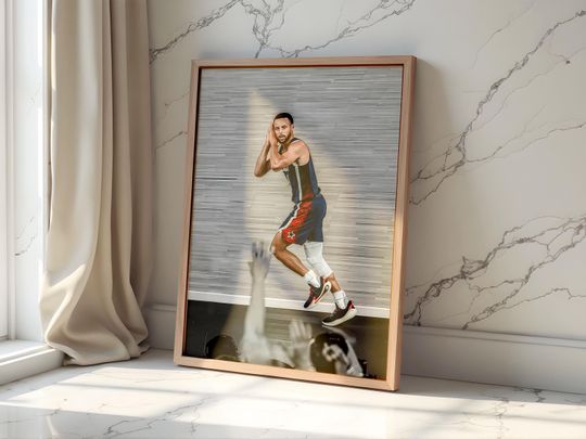 Stephen Curry Poster, NBA Point Guard Wall Art, Golden State Basketball Legend Print, Shooter Athlete Decor for Game Room