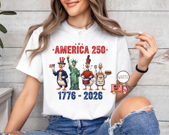 America Firequacker 250 Shirt, Funny Patriotic Goose Shirt, USA 1776-2026 Tee, Fourth of July Goose Shirt, Liberty Duck Shirt