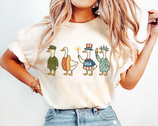 Funny 4th Of July Ducks Shirt, Firequacker Tee, Funny for Independence Day Tee, Patriotic USA Tee, Patriotic Goose Shirt, Animal Shirt