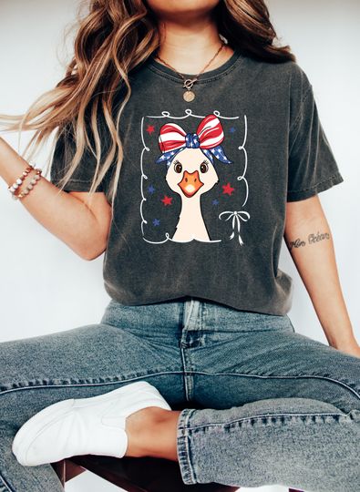 Funny Fourth of July Comfort Shirt, Funny Goose Shirt, Independence Day Tee, USA Shirt, Patriotic Tshirt, Firequacker Shirt, Silly Gift