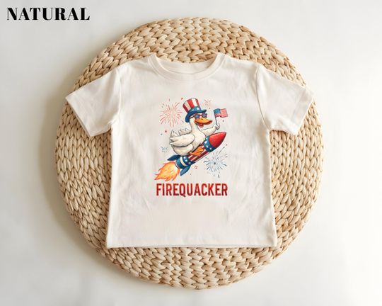Funny Firequacker July 4th Shirt, Funny Goose Toddler Shirt, Independence Day Tee, Patriotic Kids T-shirt, Firequacker Shirt, July 4th Gift