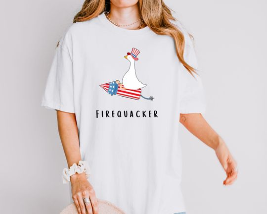 Firequacker Shirt Goose Shirt 4th Of July Shirt Patriotic Shirt Independence Day Shirt USA American Flag Shirt Fourth of July