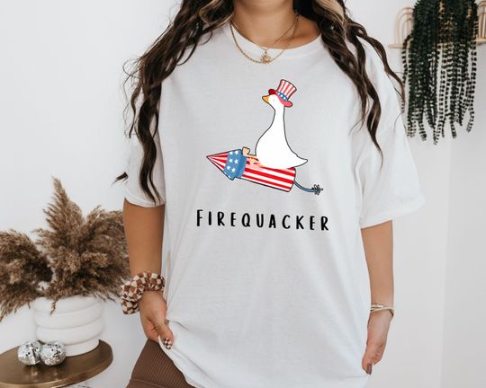Firequacker Goose 4th Of July Shirt - Patriotic USA Tee