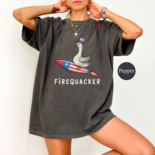 Firequacker  Goose 4th Of July Shirt, Patriotic Shirt, Independence Day Shirt, USA American Flag Shirt, Fourth of July Tee