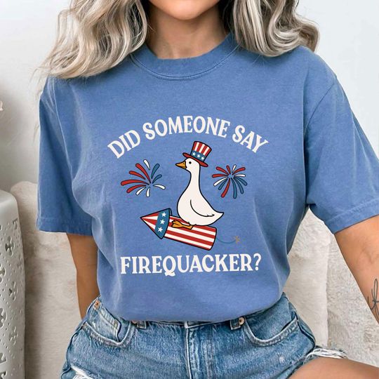 4th of July Firequacker Shirt, Funny Goose Shirt,  Independence Day Shirt, American T-Shirt, Patriotic Shirt for Women
