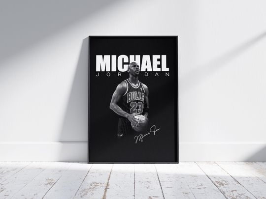 Michael Jordan Poster, Black and White Basketball Wall Art, NBA Legend Print, Bulls 23 Decor, Sports Room Poster, Basketball Fan Gift