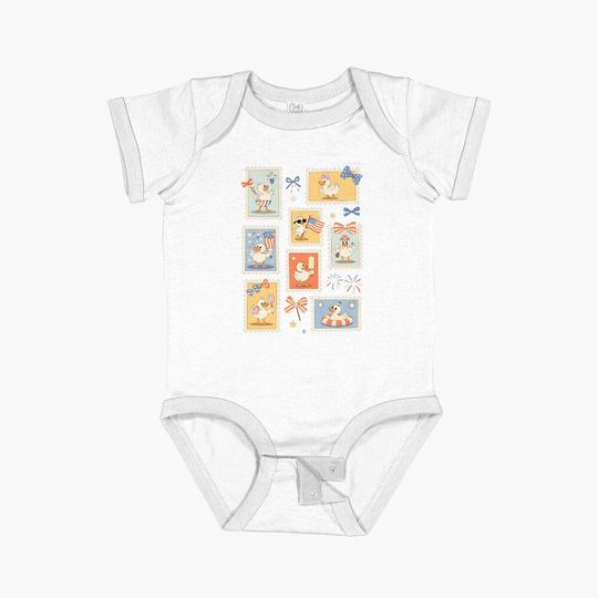 Funny 4th of July Goose Retro Independence Day Firequacker Baby One-Piece