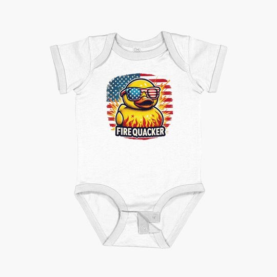 Firequacker Funny USA flag 4th of July Baby One-Piece
