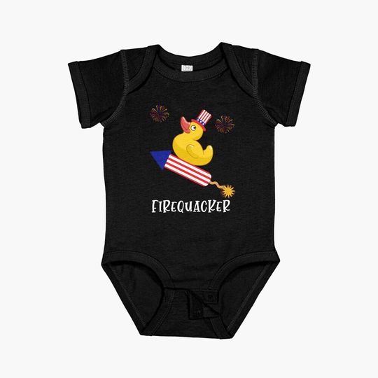 Firequacker, Fourth of July, July 4th Design Baby One-Piece