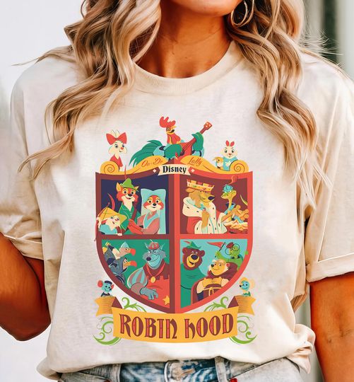 Discover Retro Disney Robin Hood Group Shot T-shirt, Robin Hood Marian Shirts, Disneyland Family Trip Shirt, Magic Kingdom Shirt, Comfort Color Tee