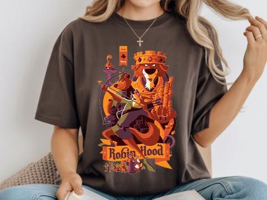 Discover Vintage Disney Robin Hood Group Characters T-Shirt, Disney Sir Hiss Marian John T-Shirt, Magic Kingdom Tee, WDW Disneyland Matching Trip