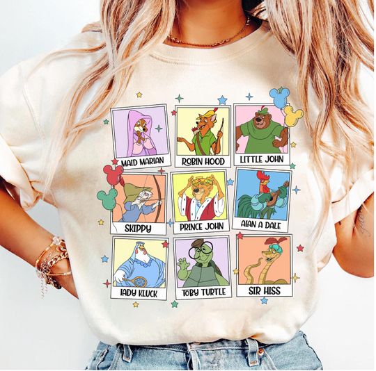 Discover Disney Robin Hood Characters Photo Portrait Shirt, Disney Robin Hood Movie 1973 Tee, Disneyland Trip Shirt, Magic Kingdom Shirt