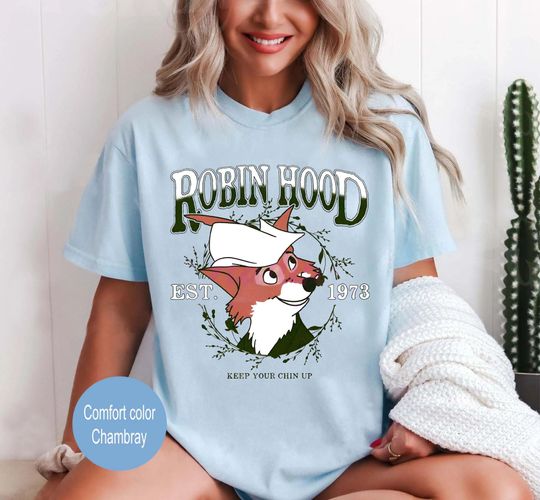 Discover Vintage Disney Robin Hood Keep Your Chin Up Est 1973 Shirt, Disney Robin Hood Shirt, Disney Family Trip Shirt