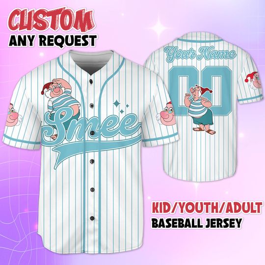 Discover Custom Smee Baseball Jersey, Disney Peter Pan Jersey Shirt, Disney Baseball Team Outfit, Birthday Gift