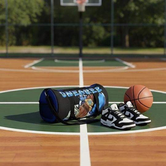 Discover Men's Rare Breed Duffel Gym Bag, Black & Blue Sneaker Head