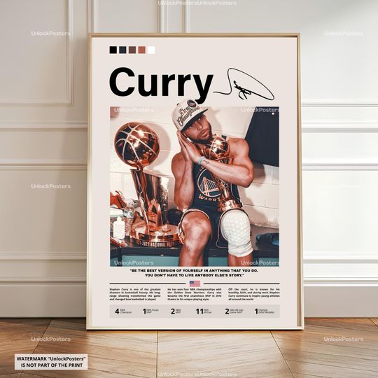 Stephen Curry Poster, Curry Golden State Warriors, Framed NBA Basketball Print, Basketball Shooter Decor, Sports Artwork, Curry Warriors NBA