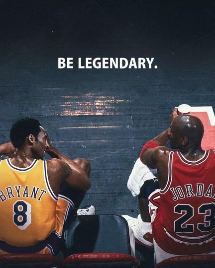 Discover Be Legendary Poster  Kobe & Jordan Basketball Wall Art | Motivational Sports Print | Vintage Aesthetic Decor for Gym, Office and Bedroom.