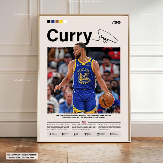 Stephen Curry Poster, Curry Warriors, Framed NBA Print, Basketball Sports Decor, Golden State Artwork, Curry Wall Art, Golden State Warriors