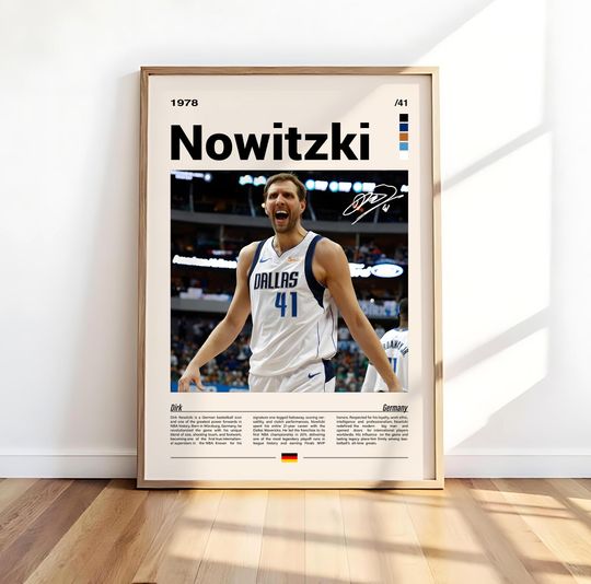 Discover Dirk Nowitzki Poster  NBA Legend Wall Art