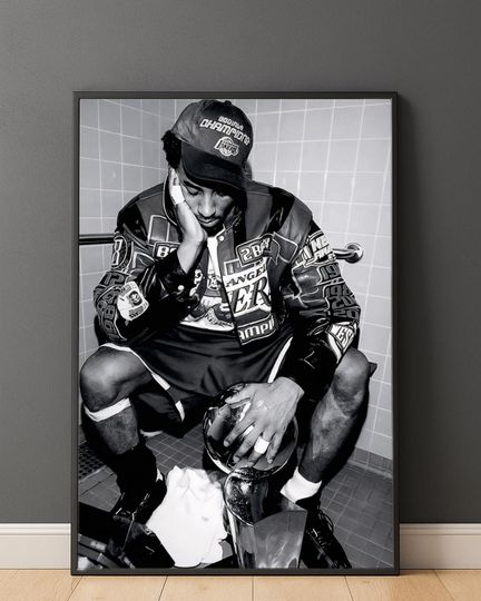 Discover Kobe Bryant Champion Poster, Black and White NBA Photography