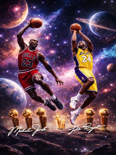 Discover Jordan vs Kobe  NBA Legends Galaxy Art Print (Instant Download)