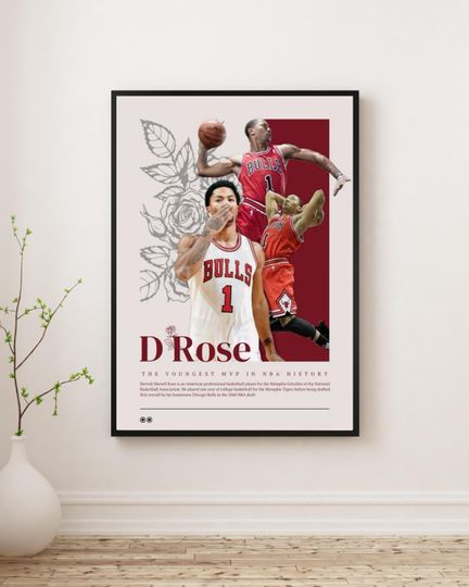 Derrick Rose MVP Poster  Chicago Bulls Legend | NBA Basketball Wall Art