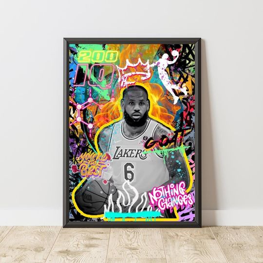 Discover LeBron James Graffiti Wall Art, Lebron James Poster, Basketball Poster, Iconic Basketball Legend Print, Basketball Lover Gift, NBA Poster