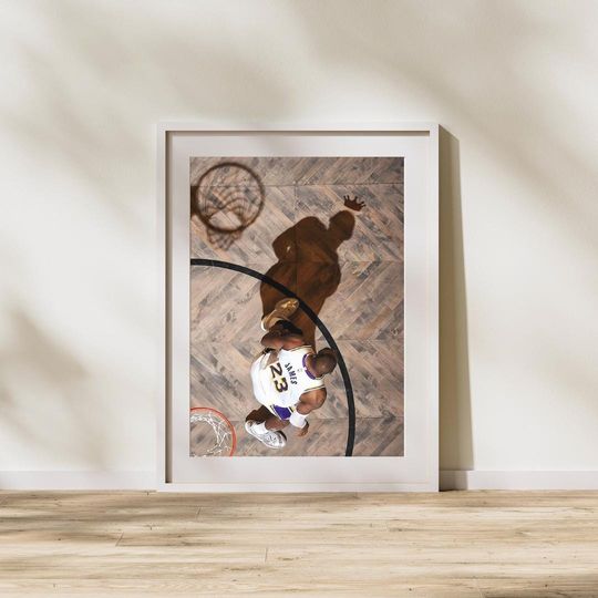 LeBron James King Wall Art, Basketball Legend Crown Poster, NBA GOAT Sports Print, Luxury Athlete Wall Decor