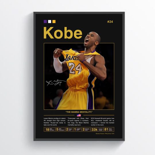 Discover Kobe Bryant Poster, Lakers Legend, Framed Basketball Print, NBA Decor, Basketball Artwork, Kobe Wall Art, Kobe Bryant Print, Iconic Athlete