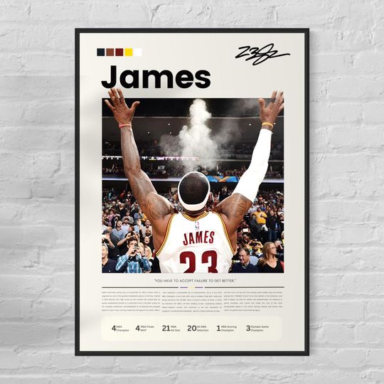 Lebron James wall art - Lebron James poster - Basketball print - NBA collectible poster