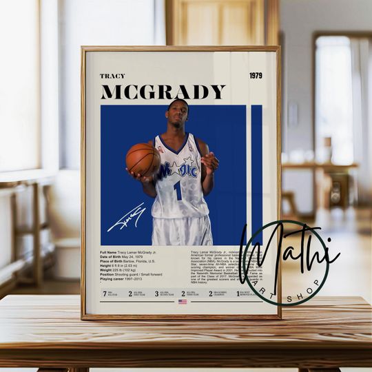 Tracy McGrady Basketball Art Print: NBA Legend Houston Rockets Shooting Guard  (Digital or Physical)