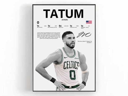 Jayson Tatum Sports Print, Basketball Athlete Poster, Game Day Wall Art, Player Room Decor, Action Shot Print, Basketball Fan Gift