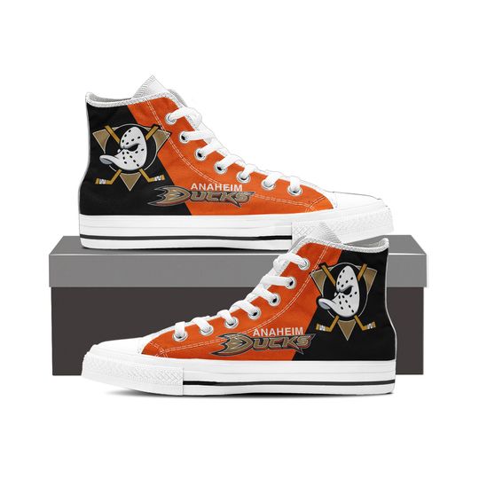 Anaheim Ducks Shoes, Anaheim Ducks Hockey Shoes, Hockey Lover Gift Idea, Women's Men's High Top Sneakers
