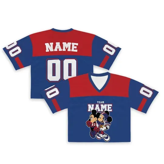 Discover Custom Disney Mickey Minnie New York Crop Football Jersey, Personalized Name Number Team Shirt
