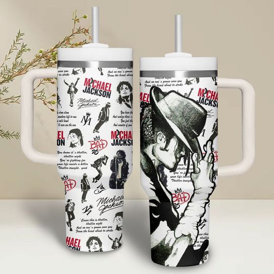Michael Jackson 40 0z Tumbler with handle, Gift for fans, music tour 2026
