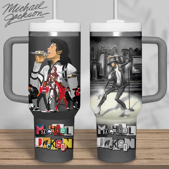 Michael Jackson Music Cup 40 oz Tumbler With Handle