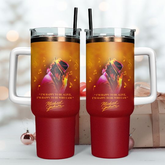 Michael Jackson Rap Tumblers 40 0z with handle
