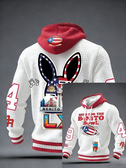 Men's Puerto Rico Art Printed Waffle Hoodie