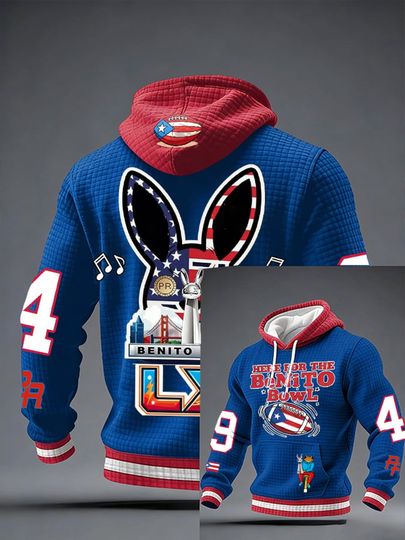 Men's Puerto Rico Art Printed Waffle Hoodie