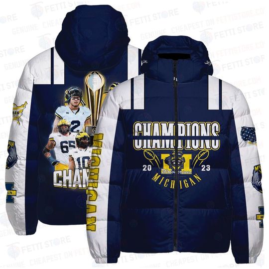 Michigan Wolverines Champions NCAA Division Football Unisex Down Jacket