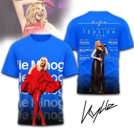 Discover Kylie Minogue Tension Tour 2025 Signature 3D T-Shirt