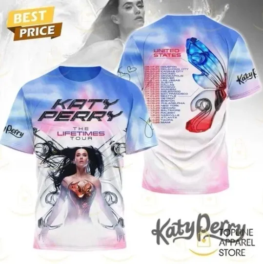 Discover Katy Perry The Lifetimes Tour 2025 Signature 3D T-Shirt
