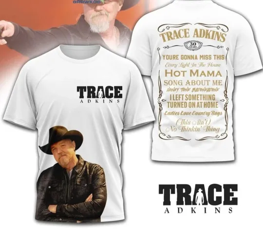 Discover Trace Adkins Celebrating 30 Years White 3D T-Shirt