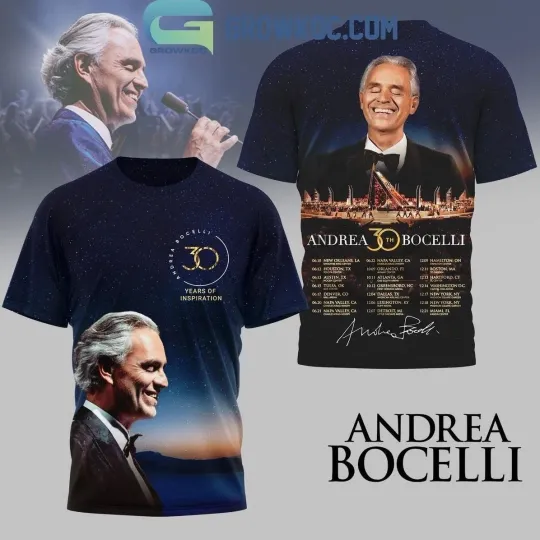 Discover Andrea Bocelli 30 Years Of Inspiration 3D Shirt