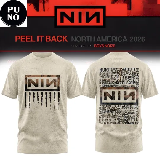 Discover Nine Inch Nails Peel It Back Tour 2026 Beige 3D T-Shirt